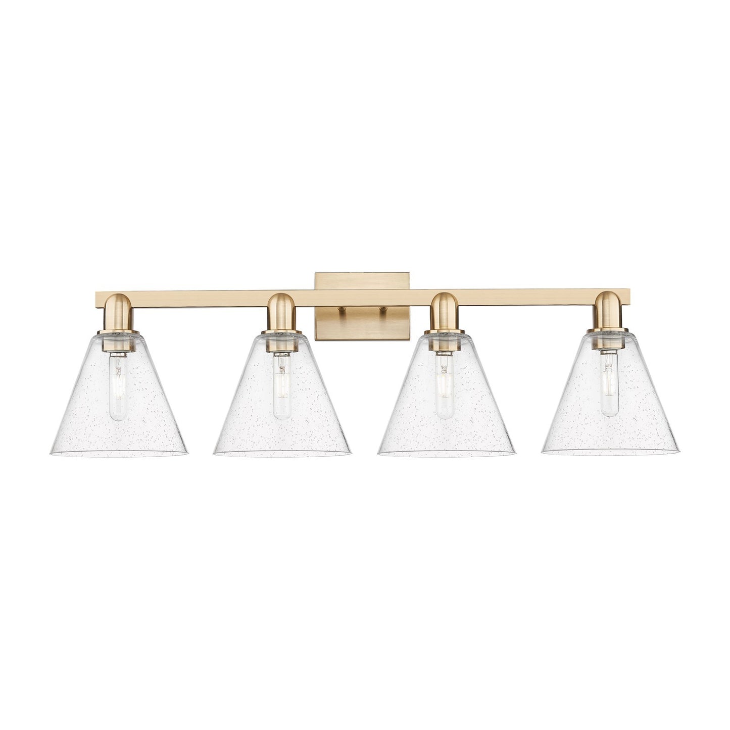 Innovations Berkshire Glass 35in 4-Light Bath Vanity Light | Industrial Champagne Bronze Steel and Seedy Glass | Bathroom Vanity | Model 716-4W-CB-GBC-84
