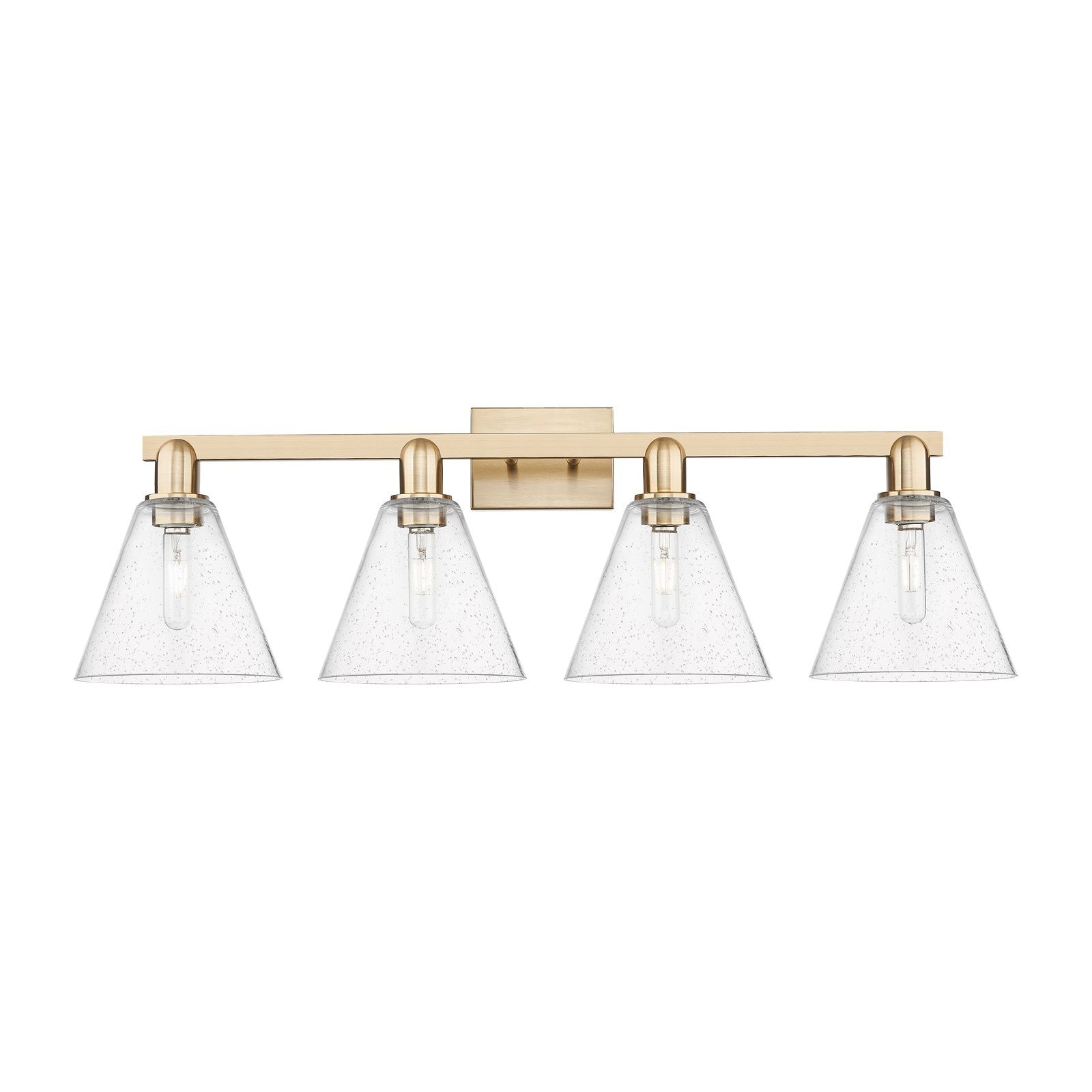 Innovations Berkshire Glass 35in 4-Light Bath Vanity Light | Industrial Champagne Bronze Steel and Seedy Glass | Bathroom Vanity | Model 716-4W-CB-GBC-84