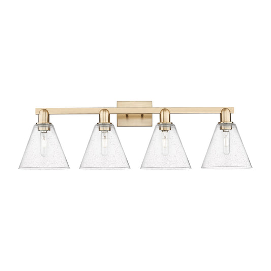 Innovations Berkshire Glass 35in 4-Light Bath Vanity Light | Industrial Champagne Bronze Steel and Seedy Glass | Bathroom Vanity | Model 716-4W-CB-GBC-84