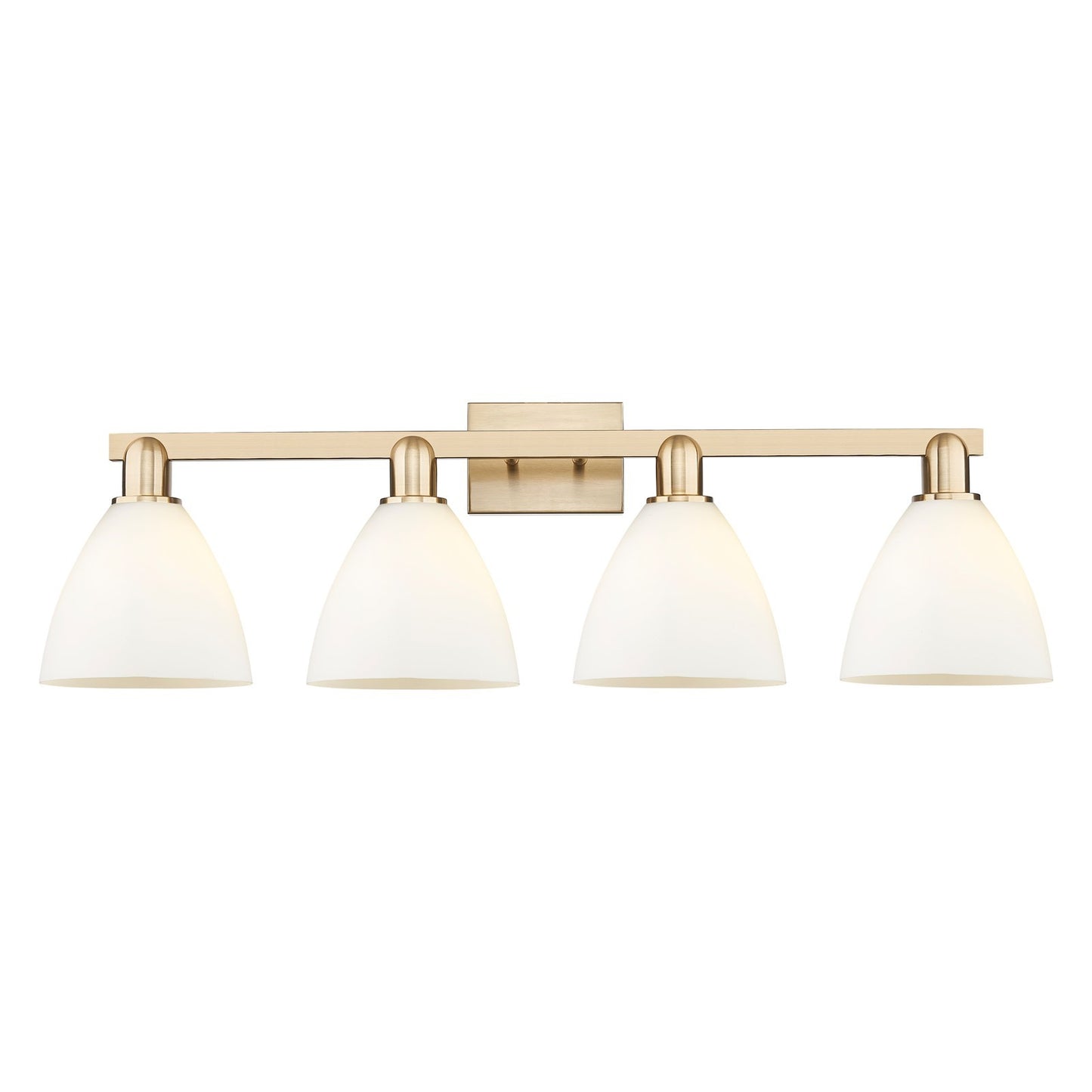 Innovations Bristol 35in 4-Light Bath Vanity Light | Industrial Champagne Bronze Steel and Matte White Glass | Bathroom Vanity | Model 716-4W-CB-GBD-751