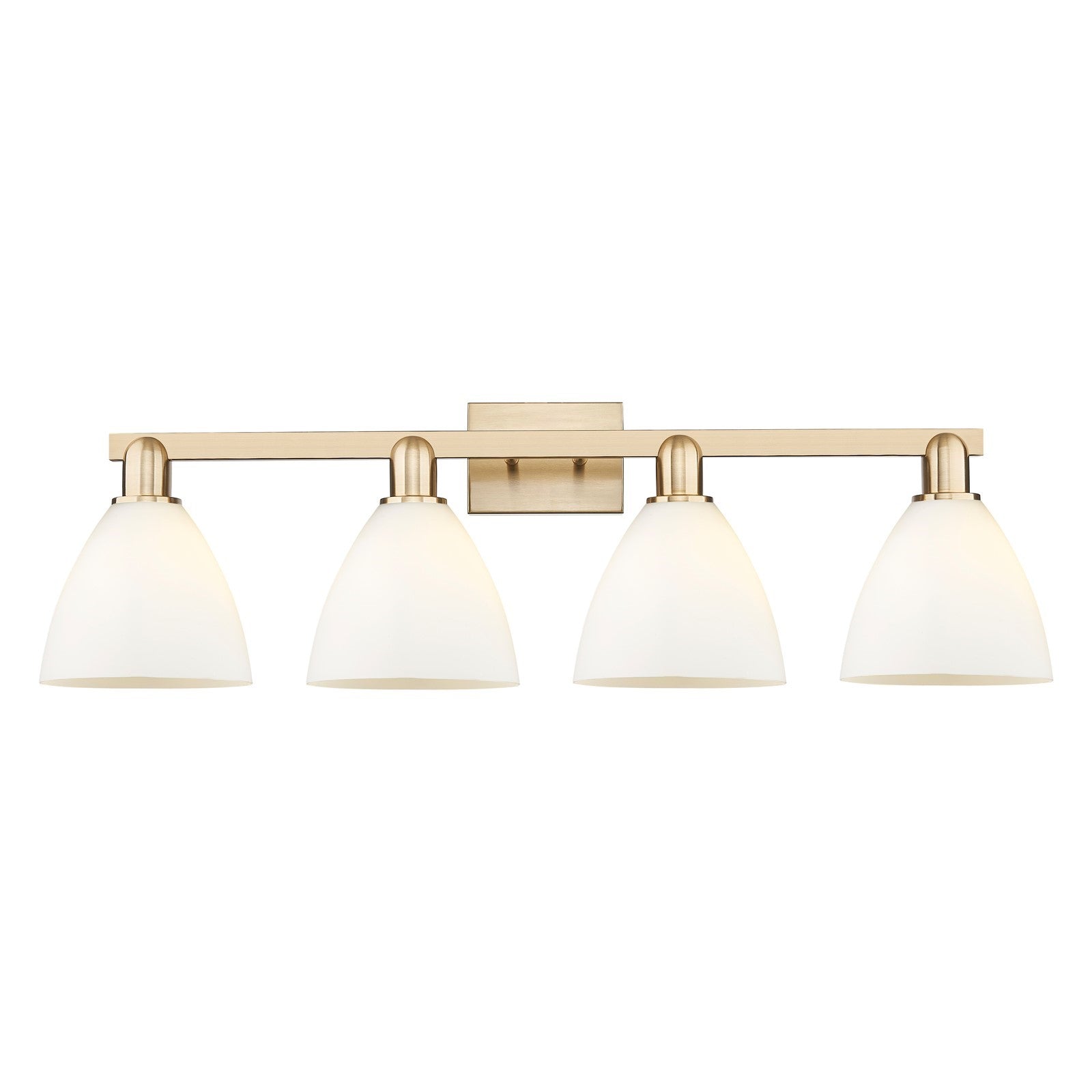 Innovations Bristol 35in 4-Light Bath Vanity Light | Industrial Champagne Bronze Steel and Matte White Glass | Bathroom Vanity | Model 716-4W-CB-GBD-751