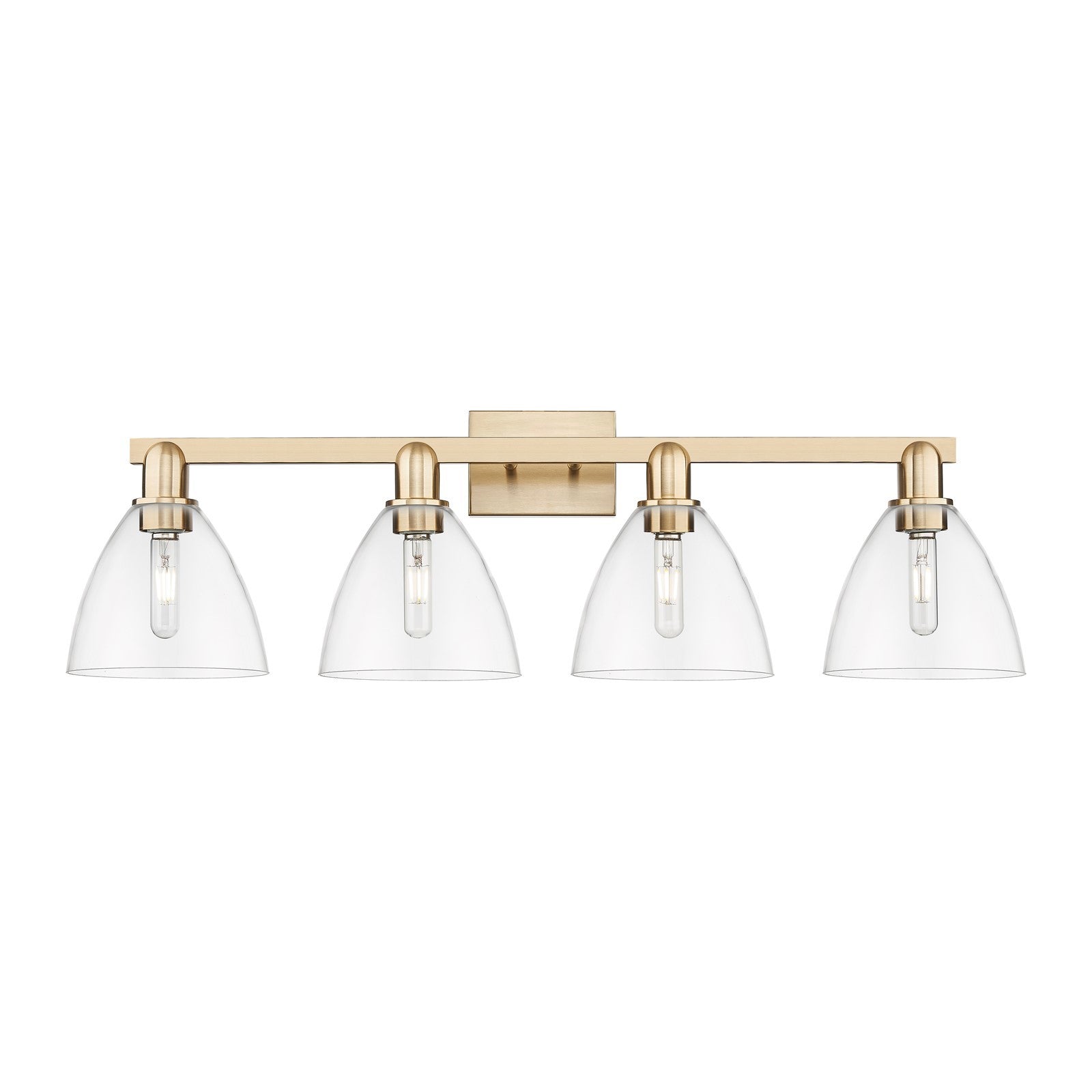 Innovations Bristol 35in 4-Light Bath Vanity Light | Industrial Champagne Bronze Steel and Clear Glass | Bathroom Vanity | Model 716-4W-CB-GBD-752
