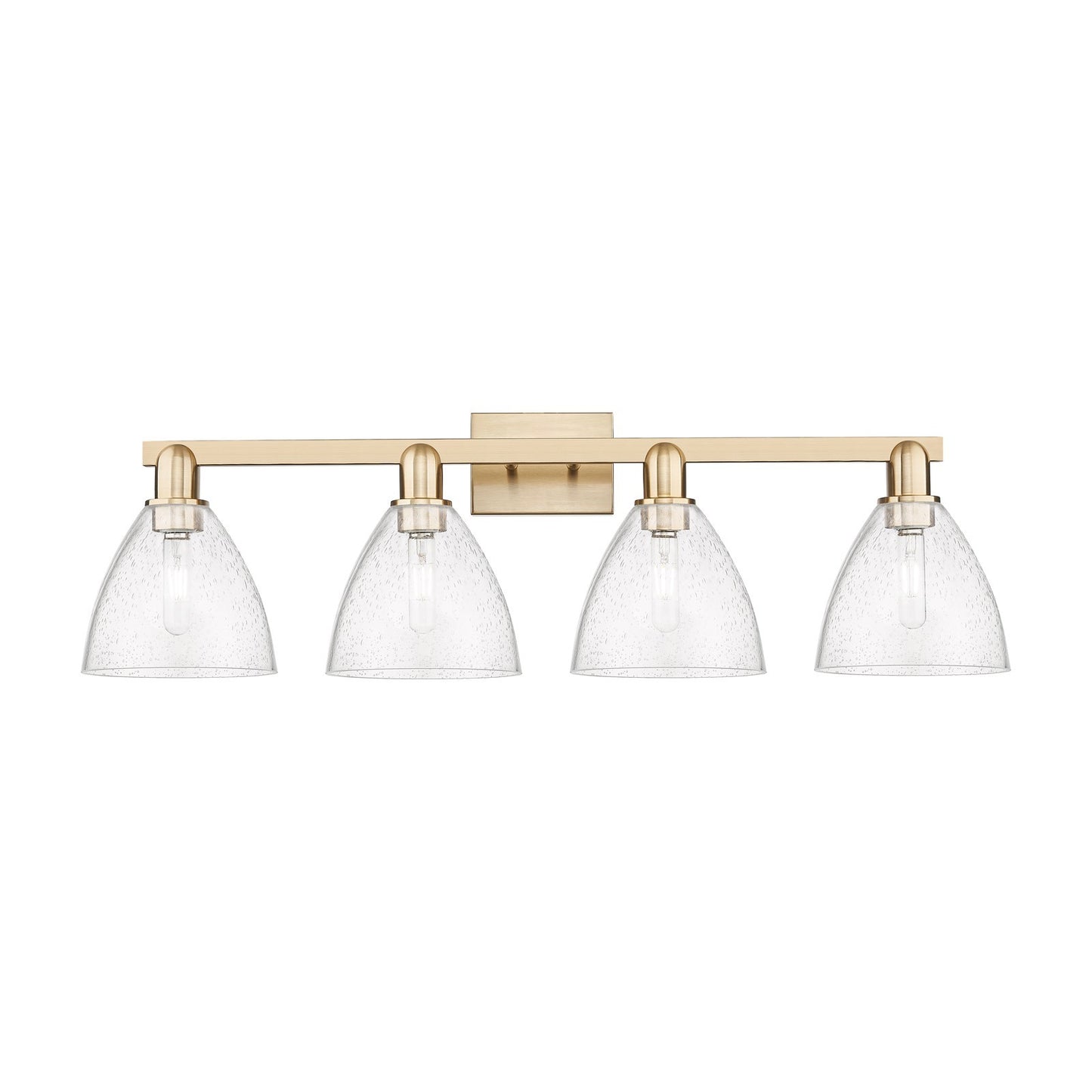 Innovations Bristol 34.5in 4-Light Bath Vanity Light | Industrial Champagne Bronze Steel and Seedy Glass | Bathroom Vanity | Model 716-4W-CB-GBD-754