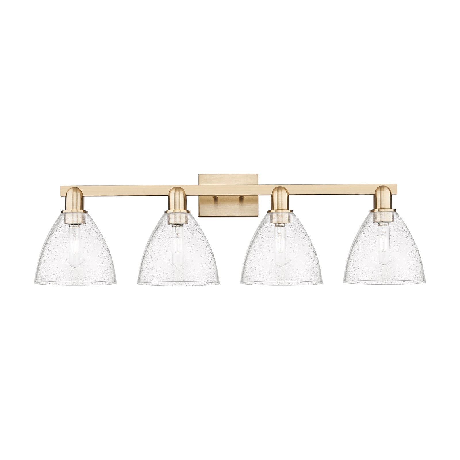 Innovations Bristol 34.5in 4-Light Bath Vanity Light | Industrial Champagne Bronze Steel and Seedy Glass | Bathroom Vanity | Model 716-4W-CB-GBD-754