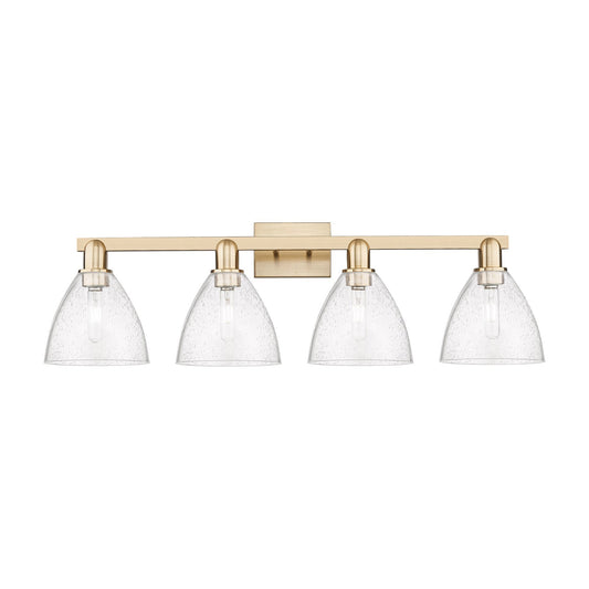 Innovations Bristol 34.5in 4-Light Bath Vanity Light | Industrial Champagne Bronze Steel and Seedy Glass | Bathroom Vanity | Model 716-4W-CB-GBD-754