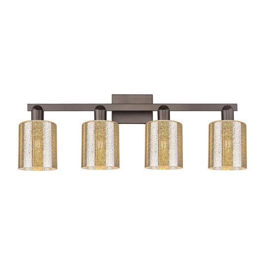 Innovations Cobbleskill 32in 4-Light Bath Vanity Light | Industrial Oil Rubbed Bronze Steel and Mercury Glass | Bathroom Vanity | Model 716-4W-OB-G116