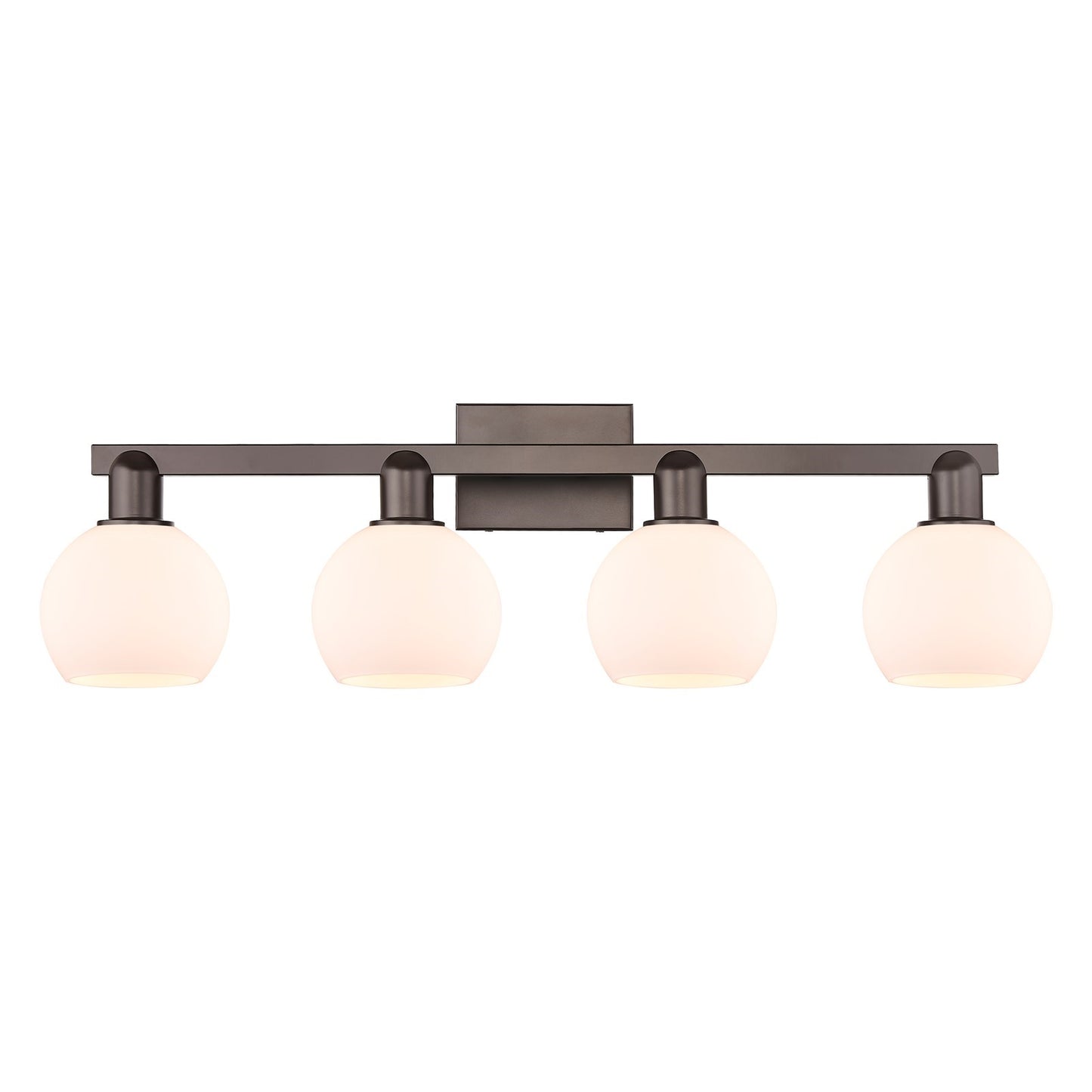 Innovations Athens 33in 4-Light Bath Vanity | Industrial Oil Rubbed Bronze Steel and Matte White Glass | Bathroom Vanity Light | Model 716-4W-OB-G121-6
