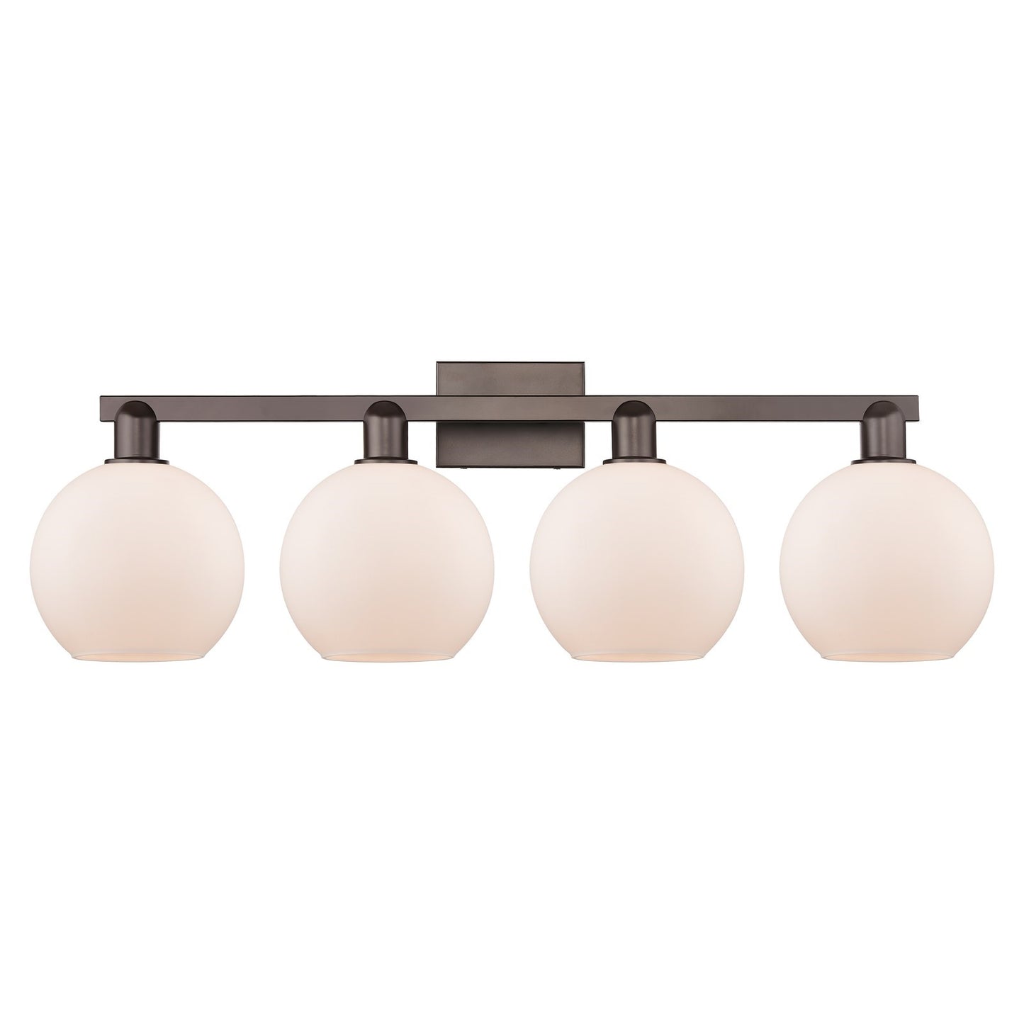 Innovations Athens 35in 4-Light Bath Vanity Light | Industrial Oil Rubbed Bronze Steel and Matte White Glass | Bathroom Vanity & | Model 716-4W-OB-G121-8
