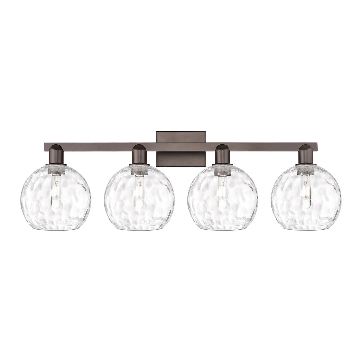 Innovations Athens 35in 4-Light Bath Vanity | Industrial Oil Rubbed Bronze Steel and Clear Water Glass | Bathroom Vanity | Model 716-4W-OB-G1215-8