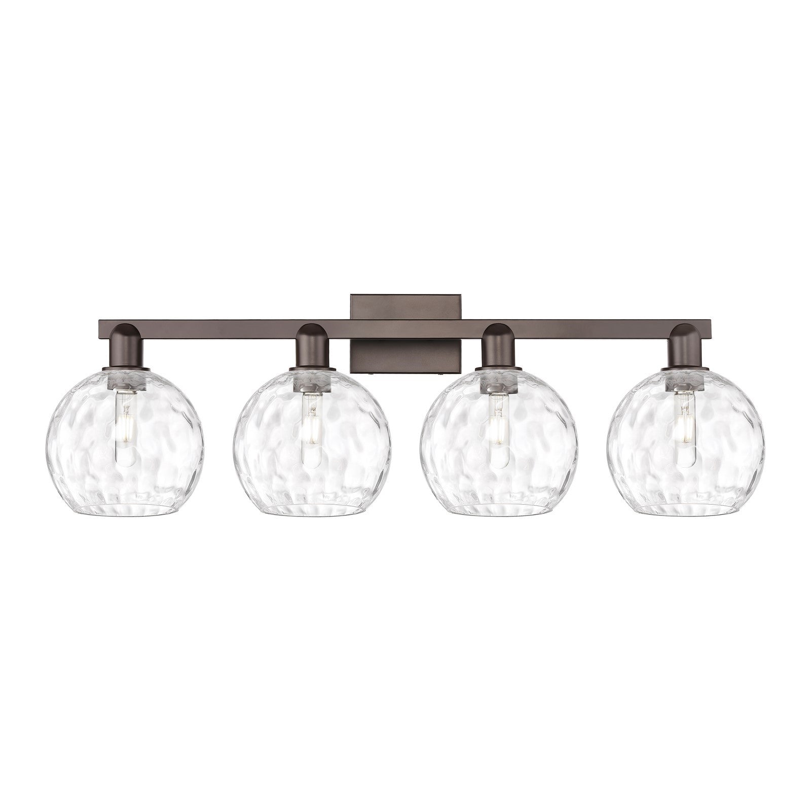 Innovations Athens 35in 4-Light Bath Vanity | Industrial Oil Rubbed Bronze Steel and Clear Water Glass | Bathroom Vanity | Model 716-4W-OB-G1215-8