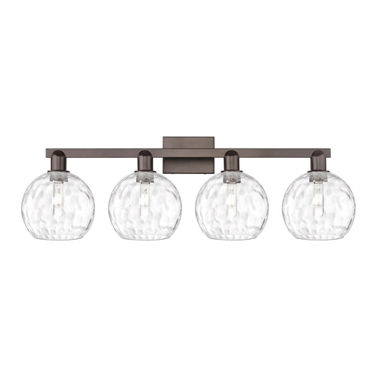 Innovations Athens 35in 4-Light Bath Vanity | Industrial Oil Rubbed Bronze Steel and Clear Water Glass | Bathroom Vanity | Model 716-4W-OB-G1215-8