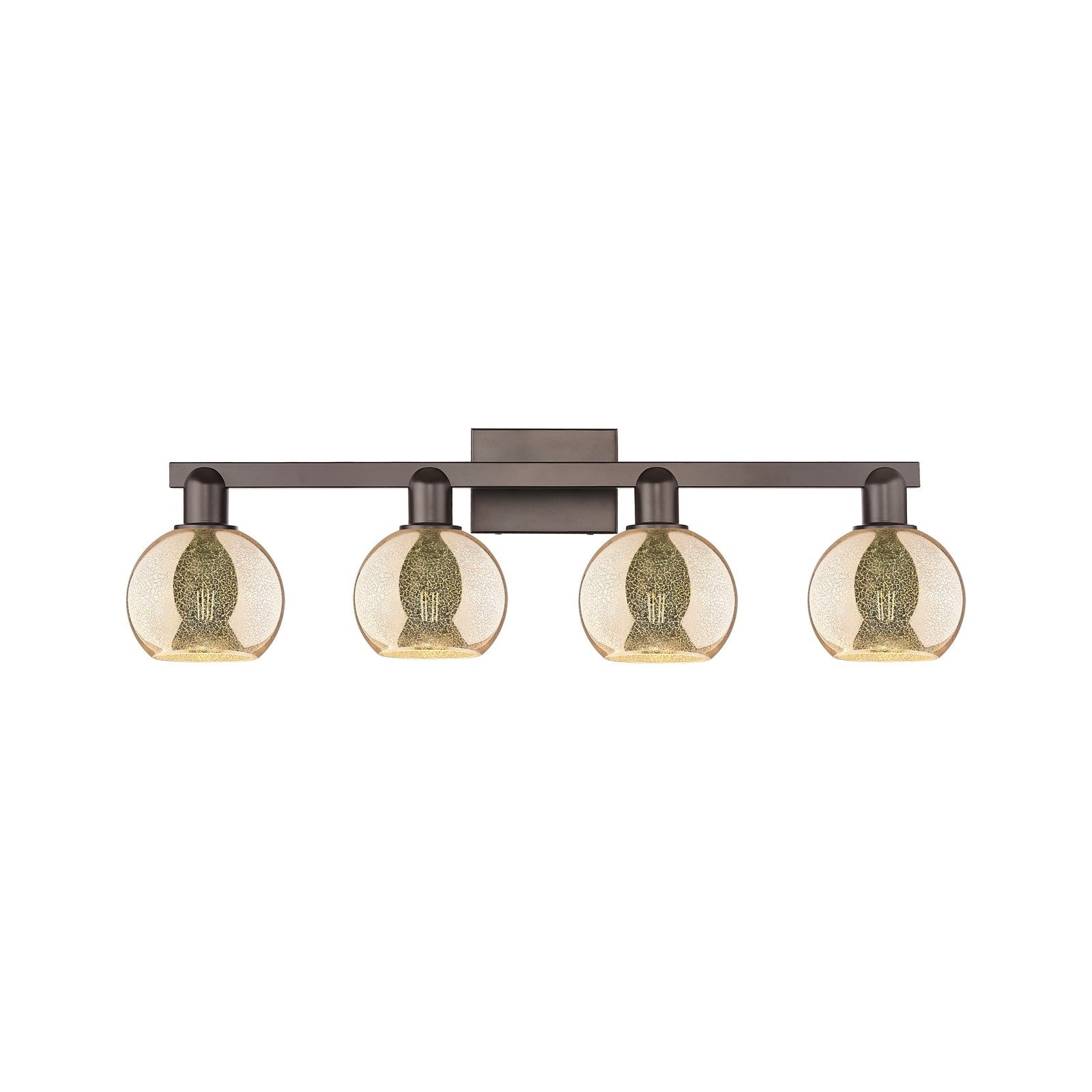 Innovations Athens 33in 4-Light Bath Vanity | Industrial Oil Rubbed Bronze Steel and Mercury Glass | Bathroom Vanity & Powder | Model 716-4W-OB-G128-6