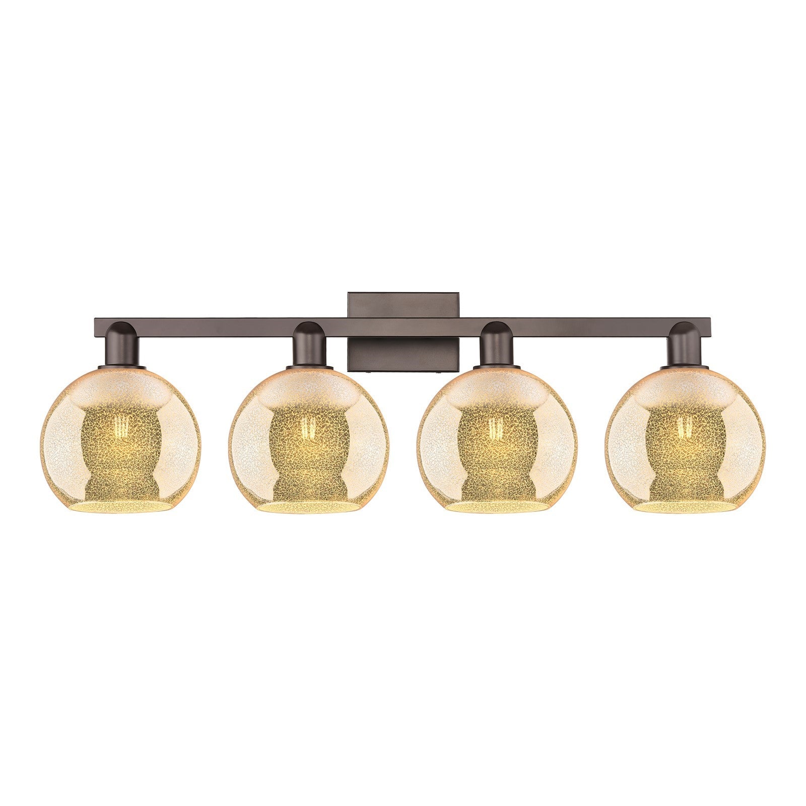Innovations Athens 35in 4-Light Bath Vanity Light | Industrial Oil Rubbed Bronze Steel and Mercury Glass | Bathroom Vanity | Model 716-4W-OB-G128-8