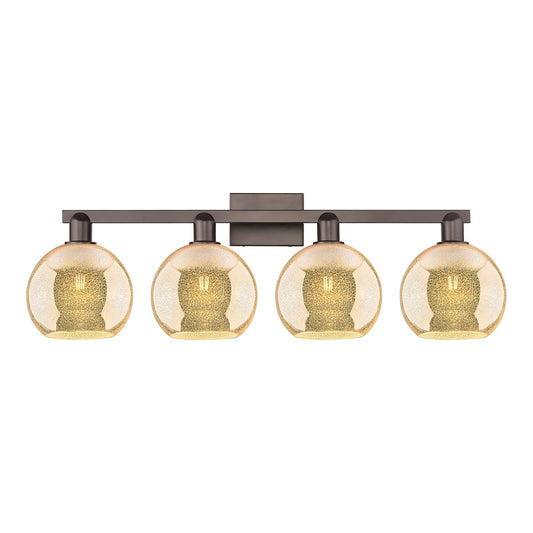 Innovations Athens 35in 4-Light Bath Vanity Light | Industrial Oil Rubbed Bronze Steel and Mercury Glass | Bathroom Vanity | Model 716-4W-OB-G128-8