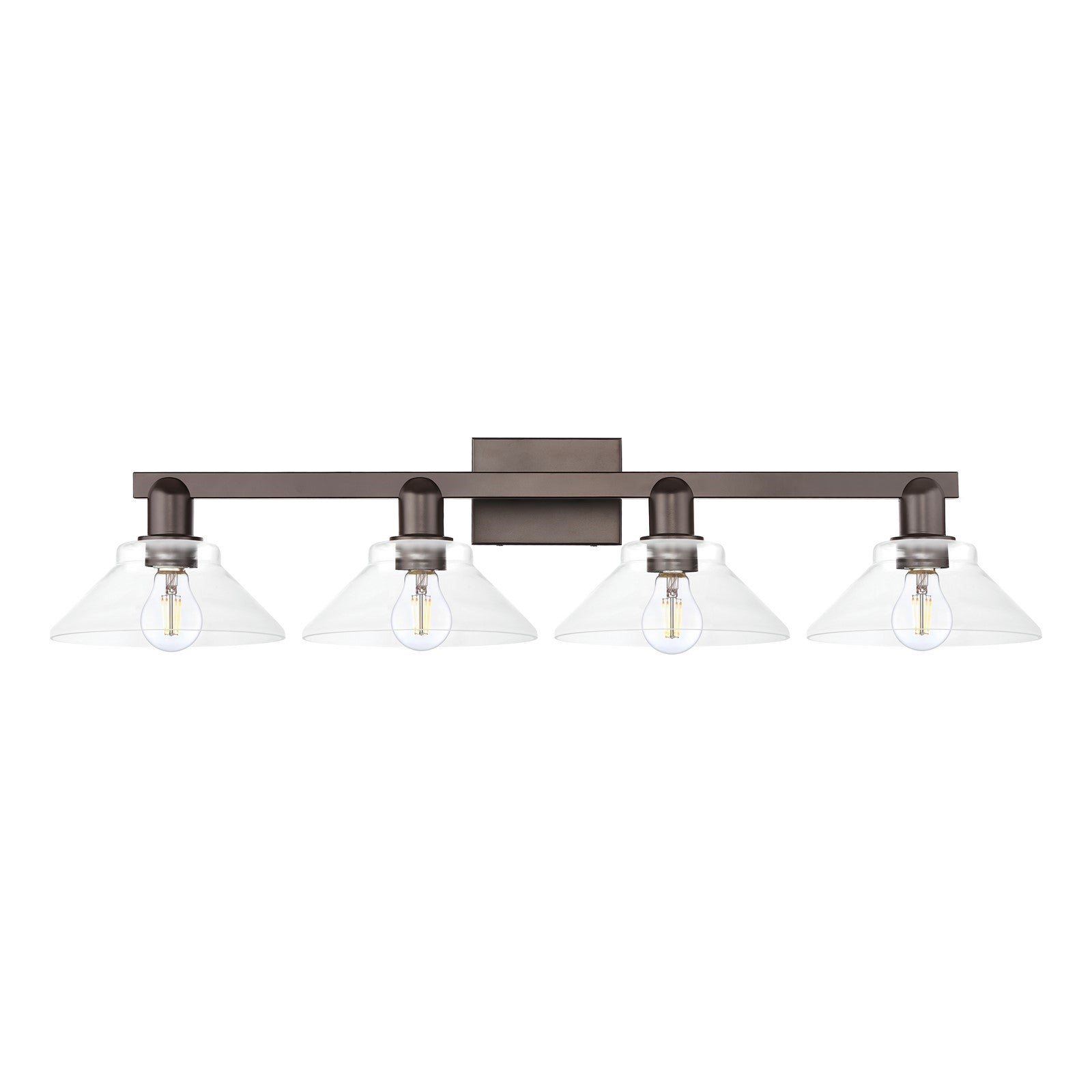 Innovations Orwell 35in 4-Light Bath Vanity Light | Industrial Oil Rubbed Bronze Steel and Clear Glass | Bathroom Vanity | Model 716-4W-OB-G132
