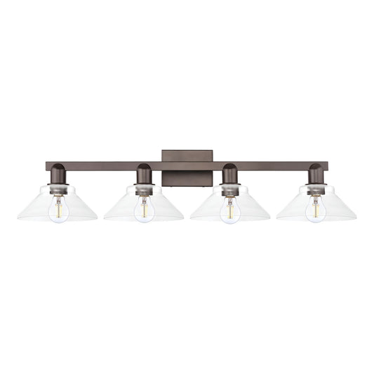Innovations Orwell 35in 4-Light Bath Vanity Light | Industrial Oil Rubbed Bronze Steel and Clear Glass | Bathroom Vanity | Model 716-4W-OB-G132