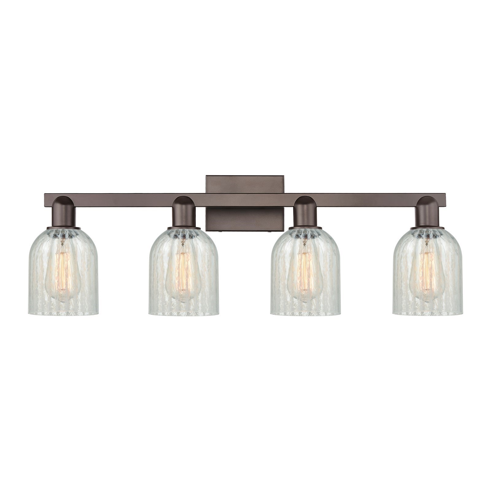 Innovations Caledonia 32in 4-Light Bath Vanity Light | Industrial Oil Rubbed Bronze and Mouchette Glass | Bathroom Vanity | Model 716-4W-OB-G2511
