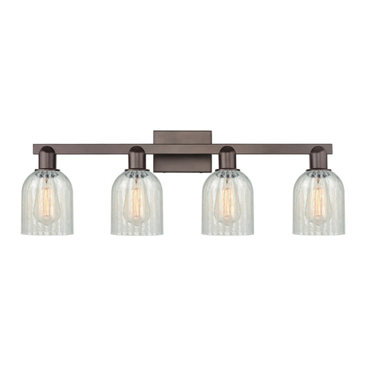 Innovations Caledonia 32in 4-Light Bath Vanity Light | Industrial Oil Rubbed Bronze and Mouchette Glass | Bathroom Vanity | Model 716-4W-OB-G2511