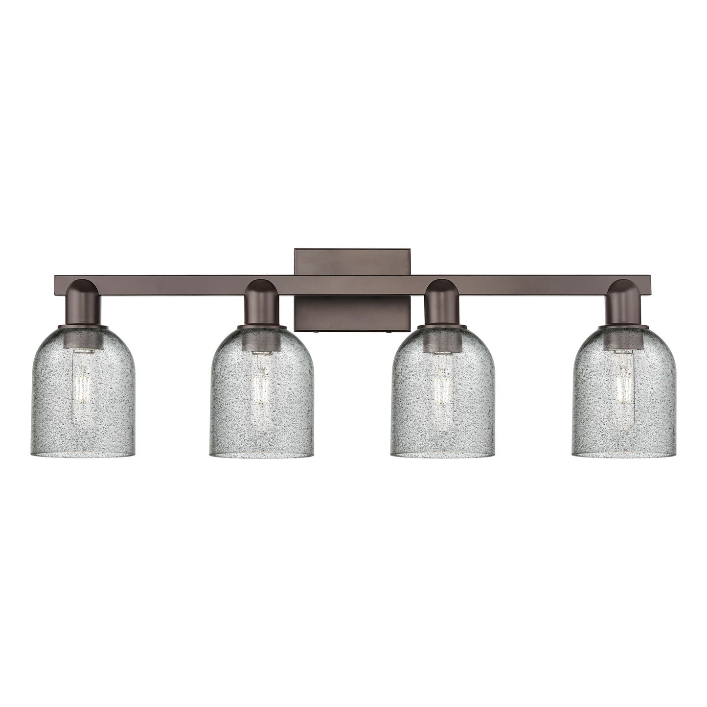 Innovations Caledonia 32in 4-Light Bath Vanity Light | Industrial Oil Rubbed Bronze and Charcoal Glass | Bathroom Vanity | Model 716-4W-OB-G257