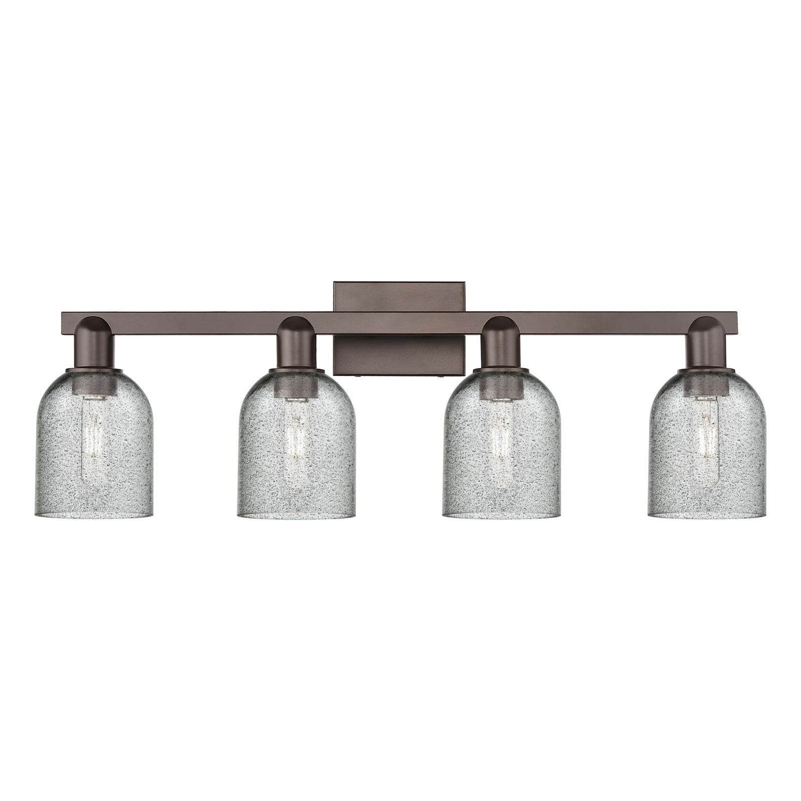 Innovations Caledonia 32in 4-Light Bath Vanity Light | Industrial Oil Rubbed Bronze and Charcoal Glass | Bathroom Vanity | Model 716-4W-OB-G257