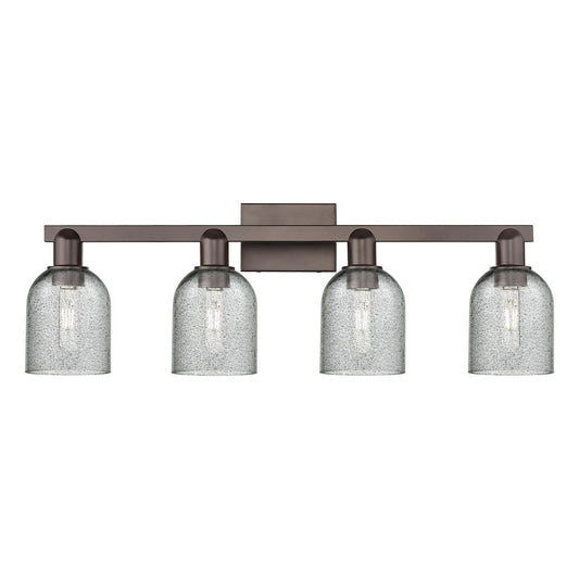 Innovations Caledonia 32in 4-Light Bath Vanity Light | Industrial Oil Rubbed Bronze and Charcoal Glass | Bathroom Vanity | Model 716-4W-OB-G257