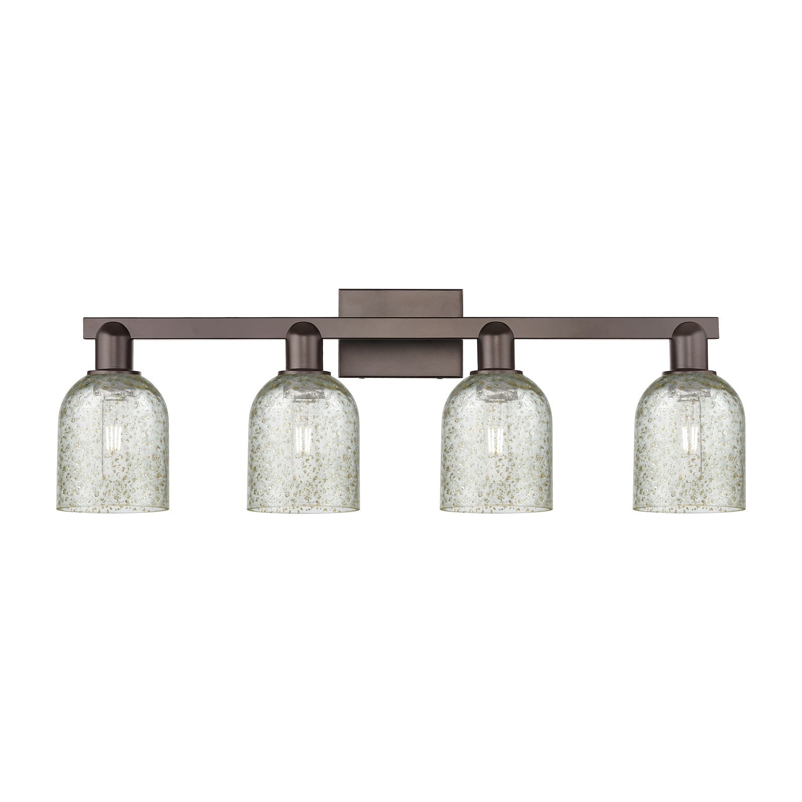 Innovations Caledonia 32in 4-Light Bath Vanity Light | Industrial Oil Rubbed Bronze Steel and Mica Glass | Bathroom Vanity | Model 716-4W-OB-G259