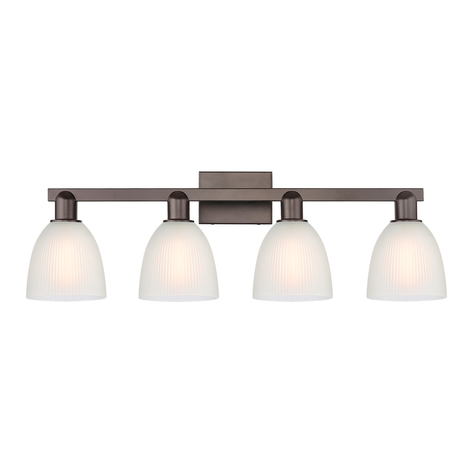 Innovations Castile 33in 4-Light Bath Vanity Light | Industrial Oil Rubbed Bronze Steel and White Glass | Bathroom Vanity | Model 716-4W-OB-G381