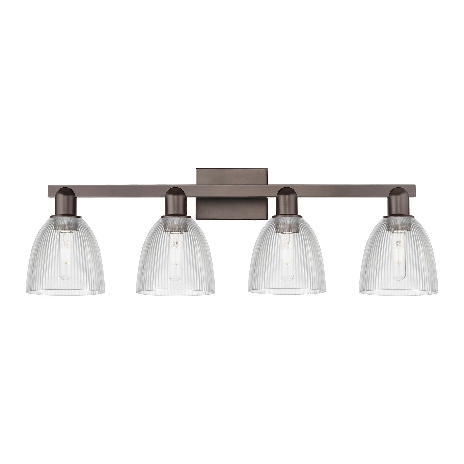 Innovations Castile 33in 4-Light Bath Vanity Light | Industrial Oil Rubbed Bronze Steel and Clear Glass | Bathroom Vanity Lighting | Model 716-4W-OB-G382