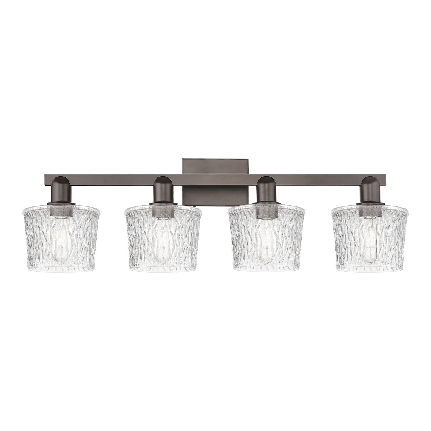 Innovations Niagara 34in 4-Light Bath Vanity Light | Industrial Oil Rubbed Bronze Steel and Clear Glass | Bathroom Vanity | Model 716-4W-OB-G402