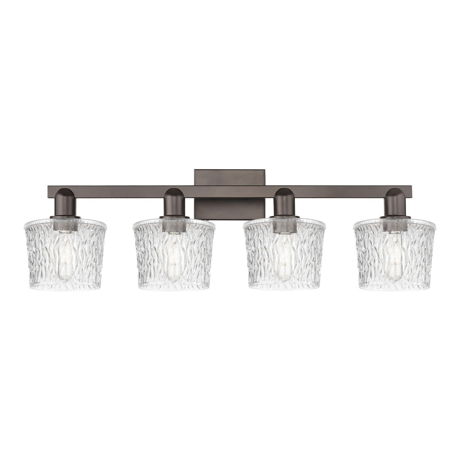 Innovations Niagara 34in 4-Light Bath Vanity Light | Industrial Oil Rubbed Bronze Steel and Clear Glass | Bathroom Vanity | Model 716-4W-OB-G402