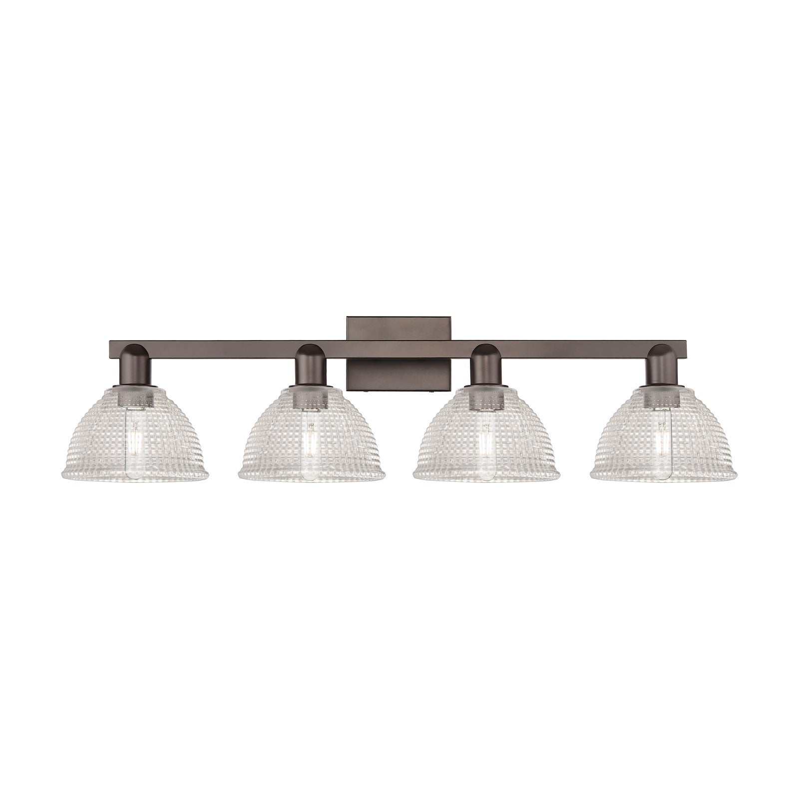 Innovations Arietta 35in 4-Light Bath Vanity Light | Industrial Oil Rubbed Bronze Steel and Clear Glass | Bathroom Vanity | Model 716-4W-OB-G422
