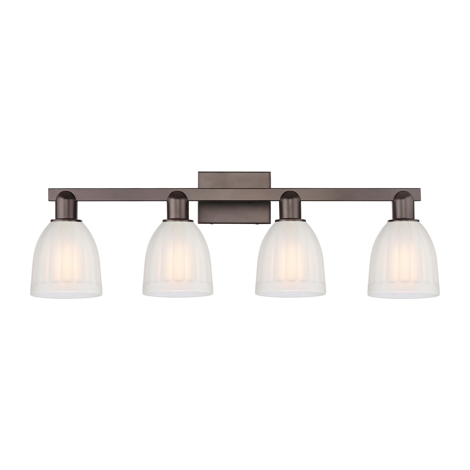 Innovations Brookfield 33in 4-Light Bath Vanity | Industrial Oil Rubbed Bronze and White Frosted Glass | Bathroom Vanity Light | Model 716-4W-OB-G441