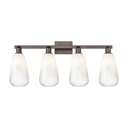 Innovations Brookhaven Almond 33in 4-Light Bath Vanity Light | Industrial Oil Rubbed Bronze Steel and Opal Glass | Bathroom | Model 716-4W-OB-G480-6OP