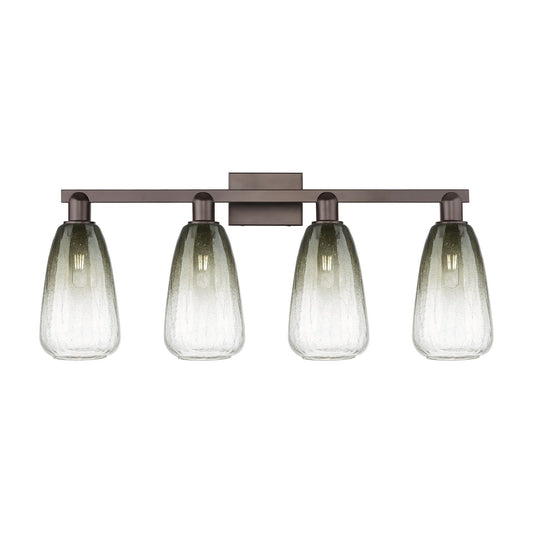 Innovations Brookhaven Almond 33in 4-Light Bath Vanity Light | Industrial Oil Rubbed Bronze and Slate Glass | Bathroom Vanity | Model 716-4W-OB-G480-6SL