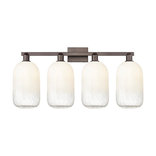Innovations Brookhaven Cloche 34in 4-Light Bath Vanity | Industrial Oil Rubbed Bronze Steel and Opal Glass | Bathroom & Powder | Model 716-4W-OB-G482-7OP