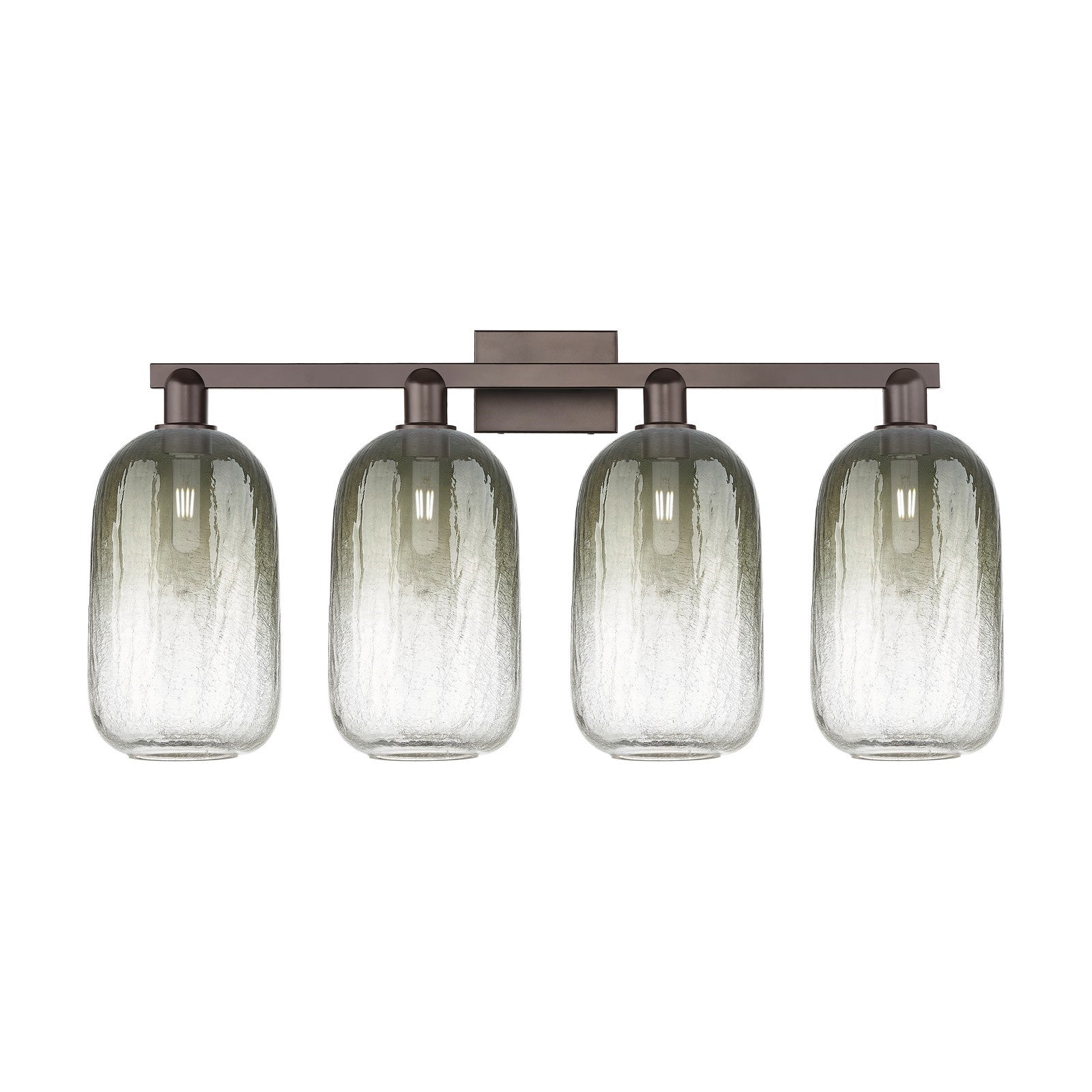 Innovations Brookhaven Cloche 34in 4-Light Bath Vanity Light | Industrial Oil Rubbed Bronze Steel and Slate Glass | Bathroom | Model 716-4W-OB-G482-7SL
