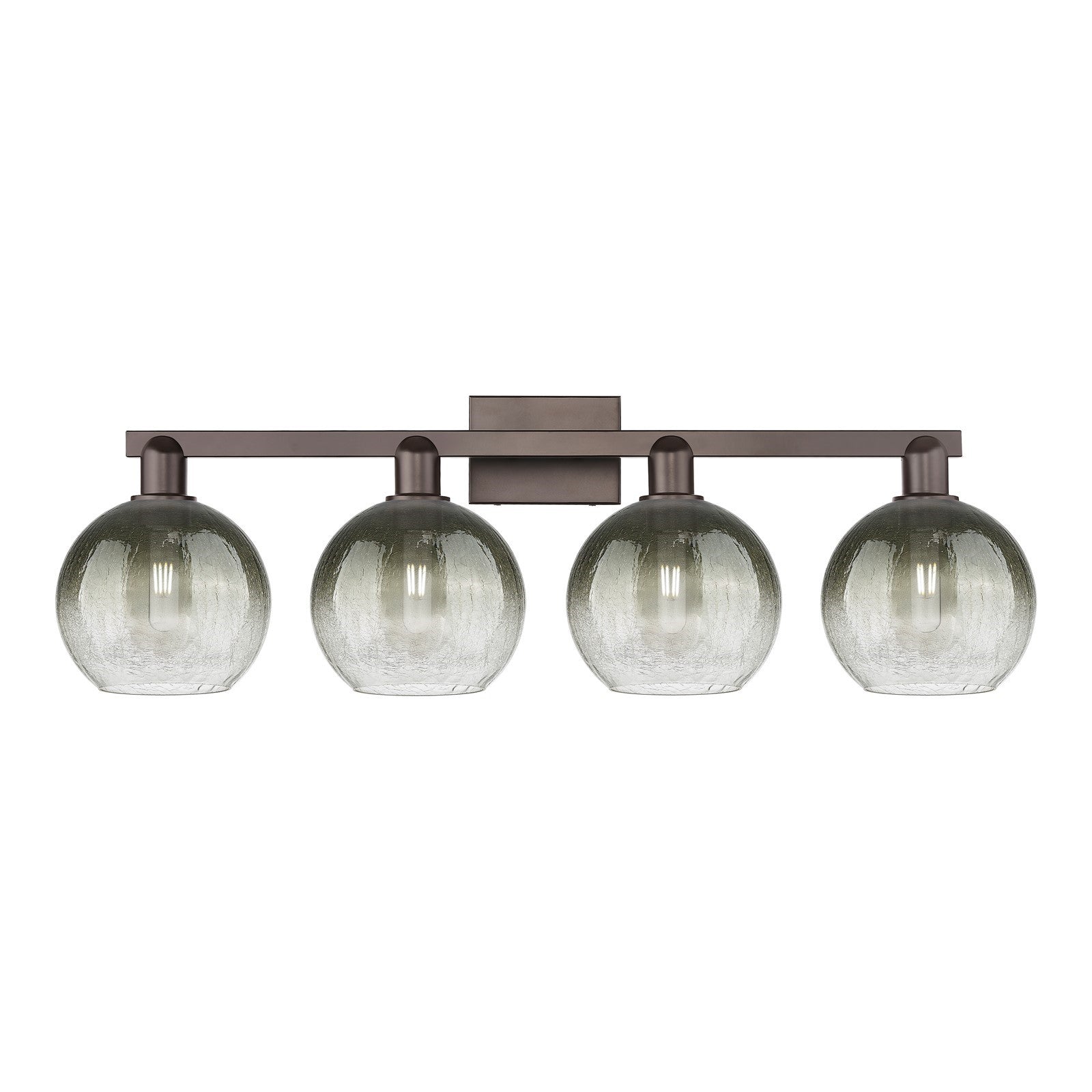 Innovations Brookhaven Globe 35in 4-Light Bath Vanity Light | Industrial Oil Rubbed Bronze and Slate Glass | Bathroom Vanity | Model 716-4W-OB-G483-8SL