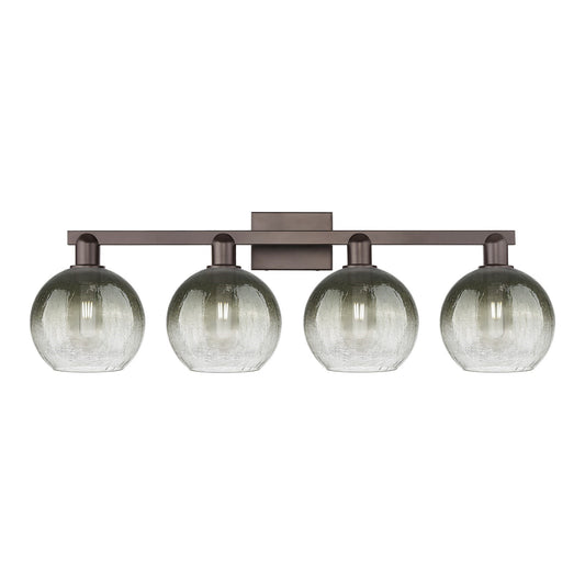 Innovations Brookhaven Globe 35in 4-Light Bath Vanity Light | Industrial Oil Rubbed Bronze and Slate Glass | Bathroom Vanity | Model 716-4W-OB-G483-8SL
