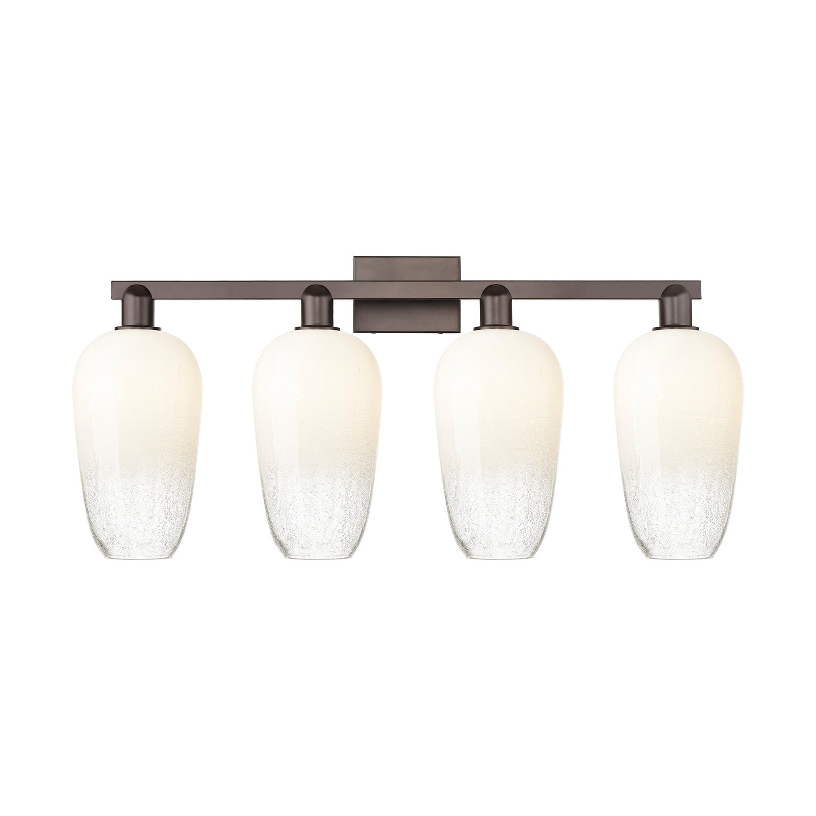 Innovations Brookhaven Flute 34in 4-Light Bath Vanity Light | Industrial Oil Rubbed Bronze and Opal Glass | Damp Rated Bathroom | Model 716-4W-OB-G484-7OP