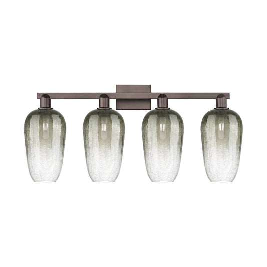Innovations Brookhaven Flute 34in 4-Light Bath Vanity Light | Industrial Oil Rubbed Bronze Steel and Slate Glass | Bathroom | Model 716-4W-OB-G484-7SL