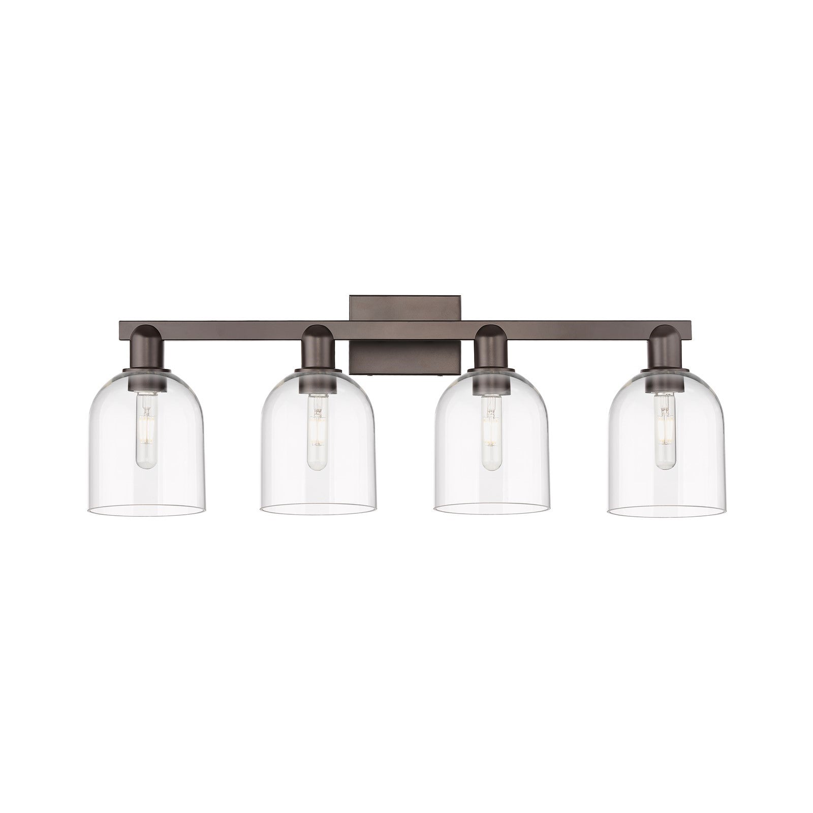Innovations Bella 33in 4-Light Bath Vanity Light | Industrial Oil Rubbed Bronze Steel and Clear Glass | Bathroom Vanity | Model 716-4W-OB-G558-6CL