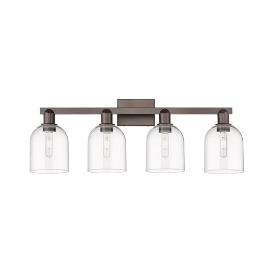Innovations Bella 33in 4-Light Bath Vanity Light | Industrial Oil Rubbed Bronze Steel and Clear Glass | Bathroom Vanity | Model 716-4W-OB-G558-6CL