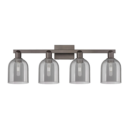 Innovations Bella 33in 4-Light Bath Vanity Light | Industrial Oil Rubbed Bronze and Light Smoke Glass | Bathroom Vanity | Model 716-4W-OB-G558-6SM