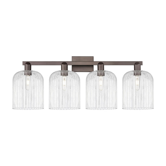 Innovations Bridal Veil 35in 4-Light Bath Vanity | Industrial Oil Rubbed Bronze Steel and Clear Ribbed Glass | Entryway & | Model 716-4W-OB-G559-8CL