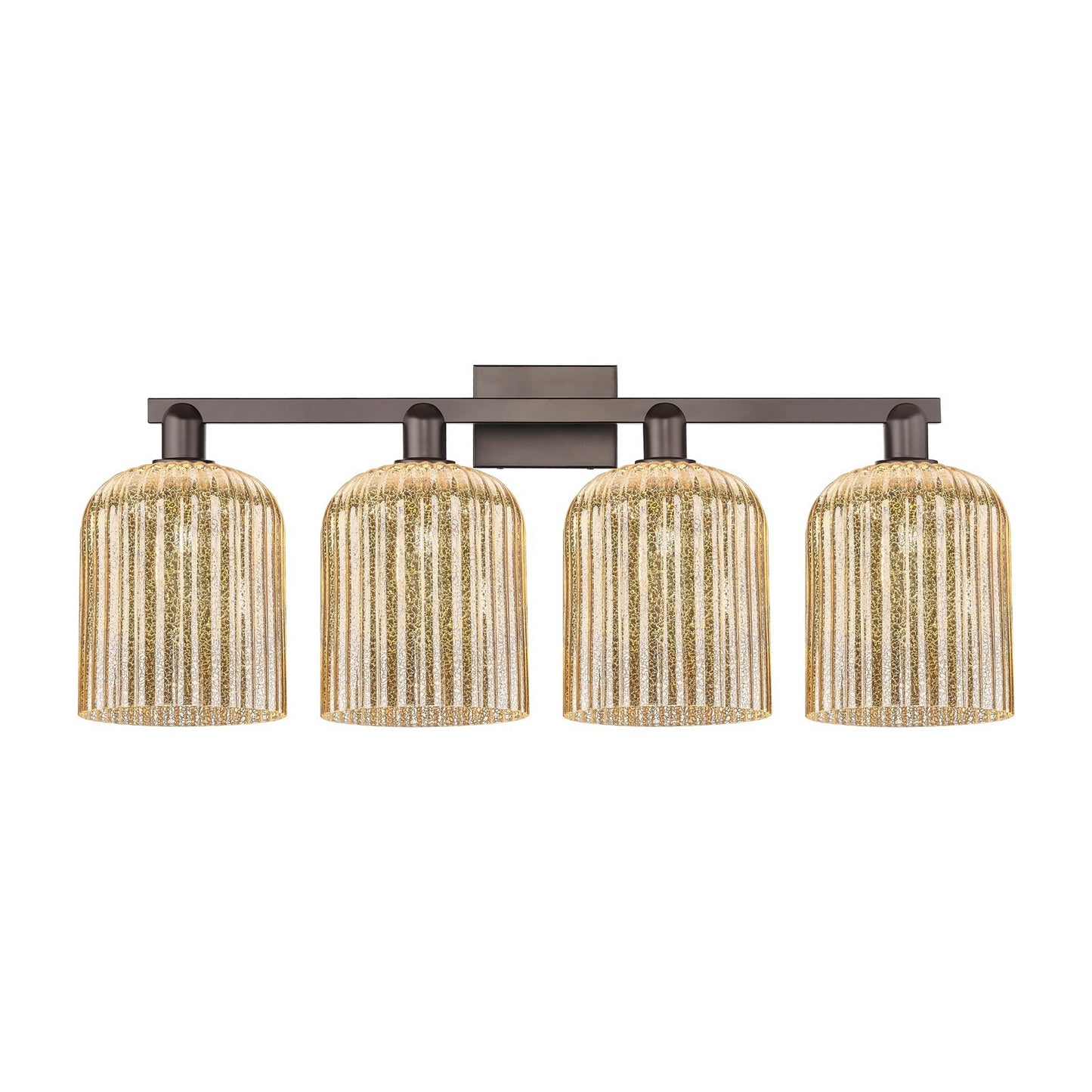 Innovations Bridal Veil 35in 4-Light Bath Vanity Light | Industrial Oil Rubbed Bronze and Mercury Ribbed Glass | Bathroom | Model 716-4W-OB-G559-8ME