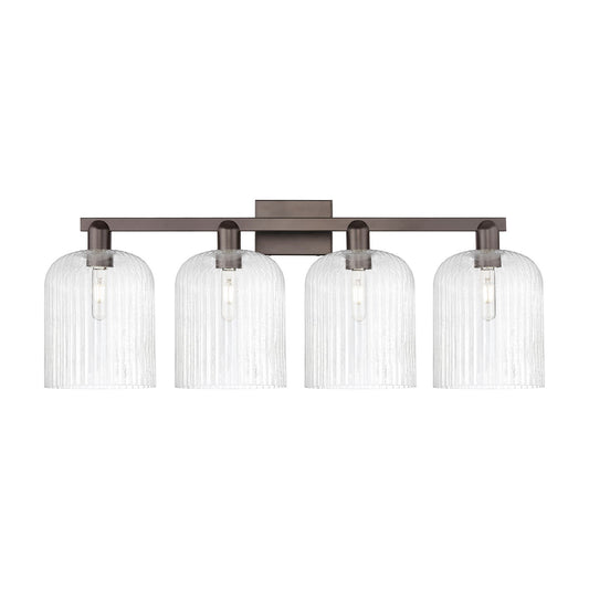 Innovations Bridal Veil 35in 4-Light Bath Vanity Light | Industrial Oil Rubbed Bronze Steel and Seedy Glass | Damp Rated | Model 716-4W-OB-G559-8SDY