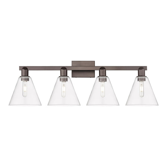 Innovations Berkshire Glass 35in 4-Light Bath Vanity | Industrial Oil Rubbed Bronze Steel and Clear Glass | Bathroom Vanity & | Model 716-4W-OB-GBC-82