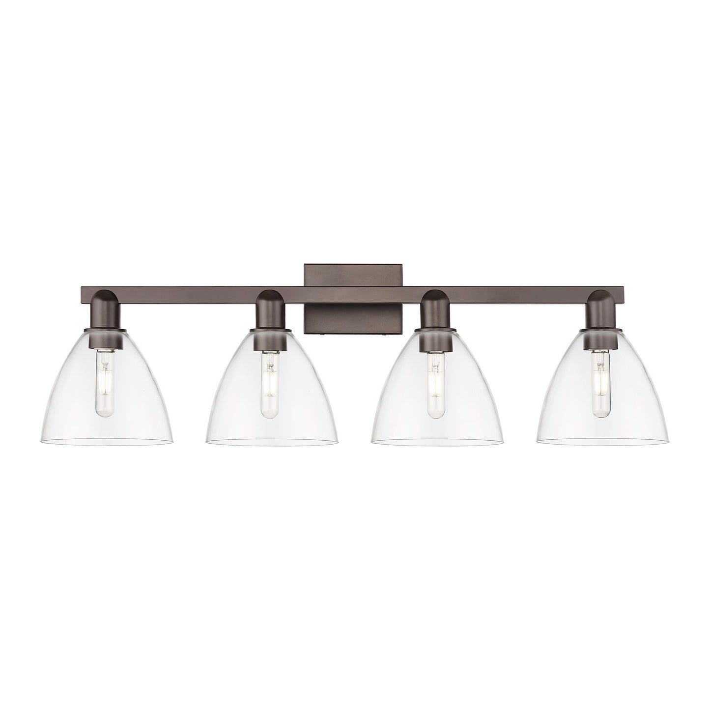 Innovations Bristol 35in 4-Light Bath Vanity | Industrial Oil Rubbed Bronze Steel and Clear Glass | Bathroom Vanity | Model 716-4W-OB-GBD-752