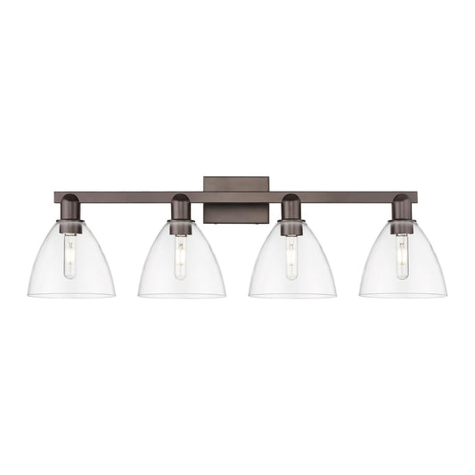 Innovations Bristol 35in 4-Light Bath Vanity | Industrial Oil Rubbed Bronze Steel and Clear Glass | Bathroom Vanity | Model 716-4W-OB-GBD-752