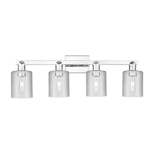 Innovations Cobbleskill 32in 4-Light Bath Vanity Light | Industrial Polished Chrome and Clear Glass | Bathroom Vanity & Powder Room | Model 716-4W-PC-G112